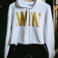 Just Win White Hoodie Crop