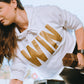 Just Win White Hoodie Crop